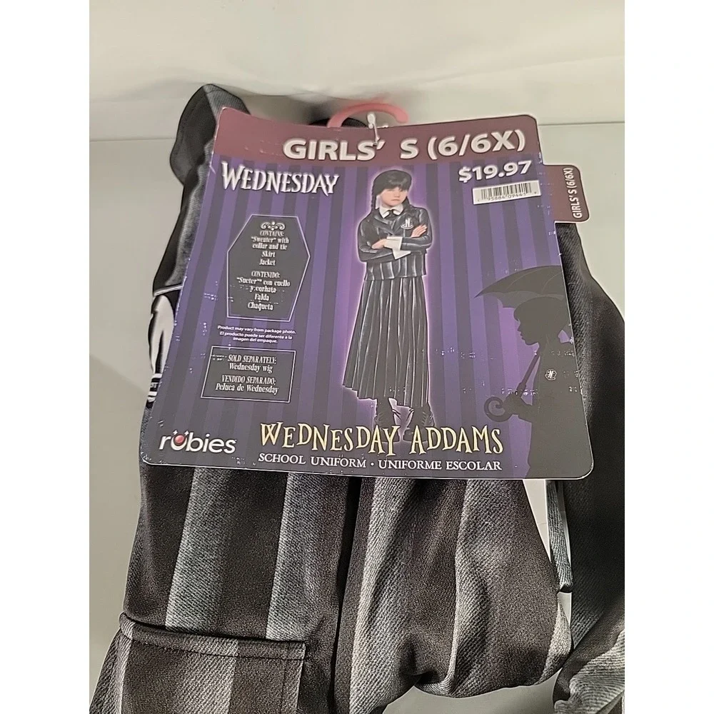 Wednesday Addams Gothic Black Nevermore Academy Girls Uniform Costume S 6-6X